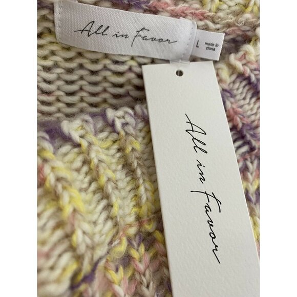 ALL IN FAVOR Pastel Marled Sweater In Pink Multi  size Large - Picture 4 of 5